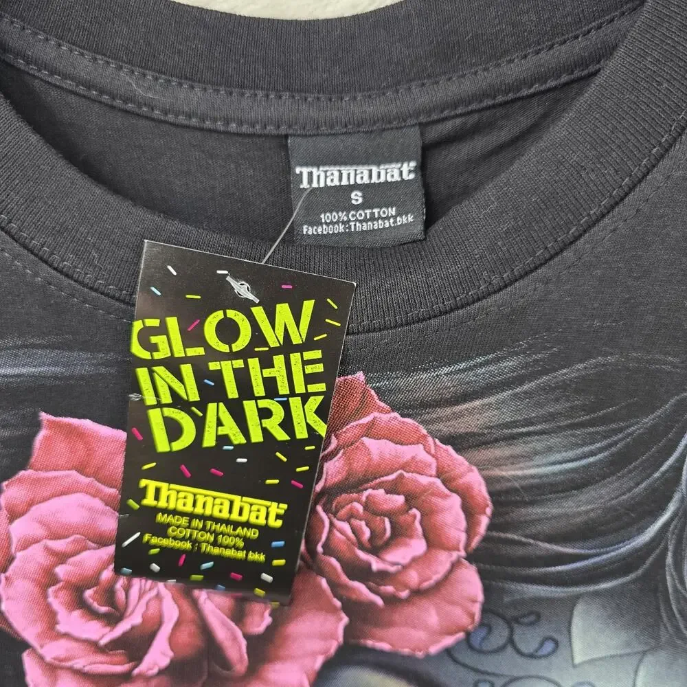 Thanabat Zombie Girl Shirt Small Glow In Dark AOP Dia De Los Muertos Sugar Skull - Picture 3 of 6